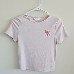 Colsie Light Pink Tee with Cherry Design